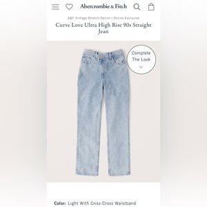 Abercrombie Curve Love Ultra High Rise 90s Straight Jean, size 10